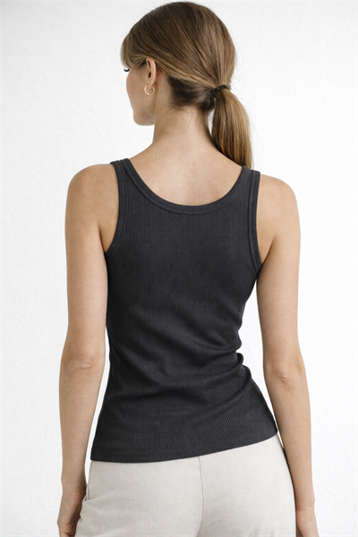 Kadın Slim Fit Fitilli Ribana Basic Atlet Siyah