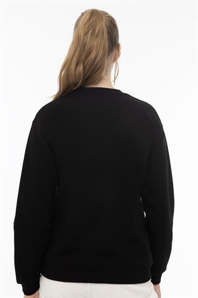 Kadın Tuscany İtaly Nakışlı Sweatshirt Siyah