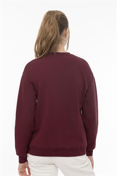 Kadın Tuscany İtaly Nakışlı Sweatshirt Bordo
