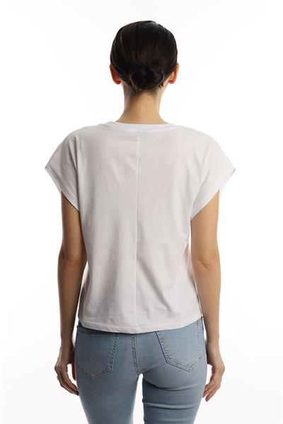 Kadın Yarasa Kol Basic Tişört Beyaz