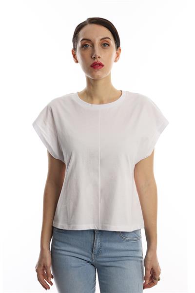 Kadın Yarasa Kol Basic Tişört Beyaz