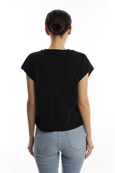 Kadın Yarasa Kol Basic Tişört Siyah