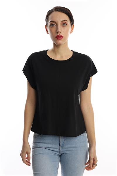 Kadın Yarasa Kol Basic Tişört Siyah