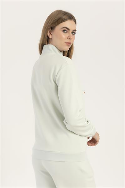 Kadın Yarım Fermuarlı Dik Yaka Sweatshirt Mint