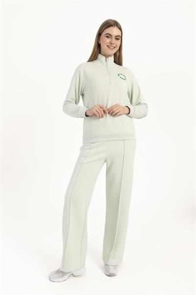 Kadın Yarım Fermuarlı Dik Yaka Sweatshirt Mint
