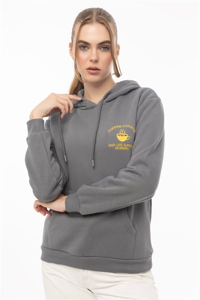 Kahve Molası 2’li Sweatshirt Seti – Ekru & Füme