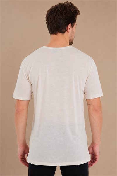 Lyocell Taş Bisiklet Yaka Regular Fit Erkek Tişört
