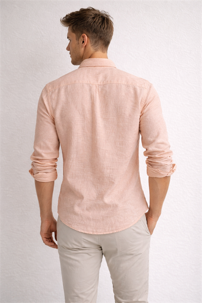 Regular Fit Keten Somon Yazlık Erkek Gömlek