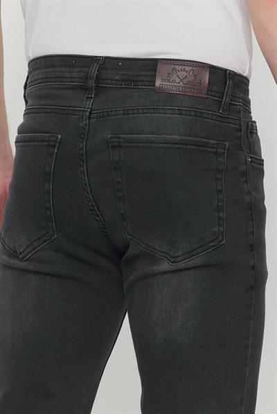Regular Fit Likralı Erkek Denim Kot Pantolon Füme