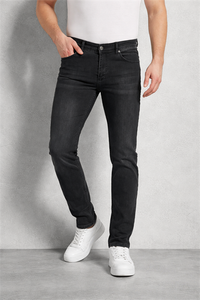 Regular Fit Likralı Erkek Denim Kot Pantolon Füme