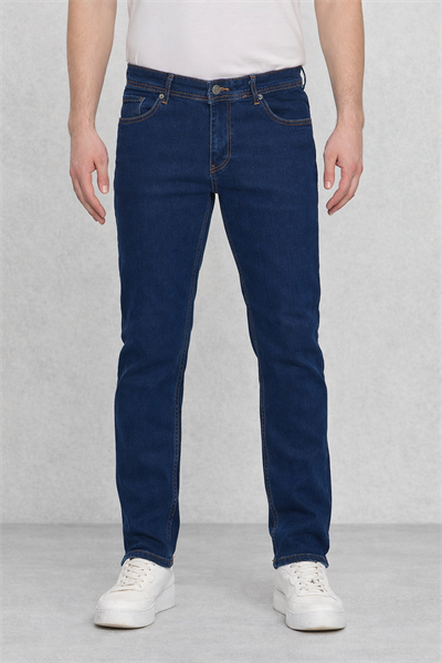 Regular Fit Likralı Erkek Denim Kot Pantolon Lacivert