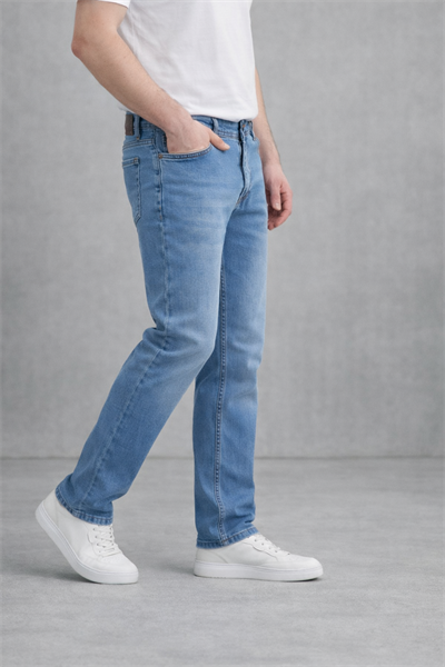 Regular Fit Likralı Erkek Denim Kot Pantolon Mavi