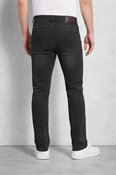 Regular Fit Likralı Erkek Denim Kot Pantolon Füme