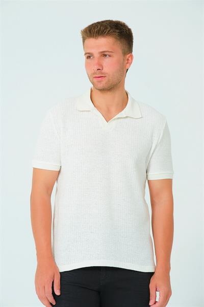 Regular Fit Polo Yaka Tişört Ekru