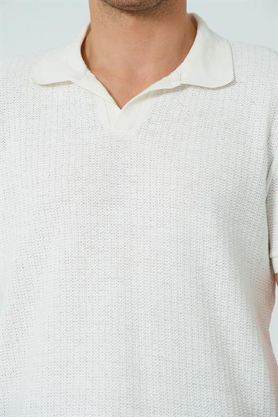 Regular Fit Polo Yaka Tişört Ekru