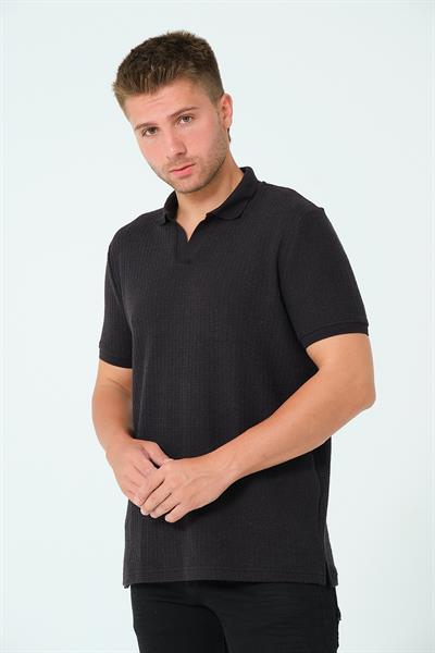 Regular Fit Polo Yaka Tişört Siyah