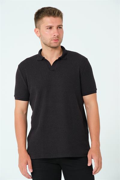 Regular Fit Polo Yaka Tişört Siyah