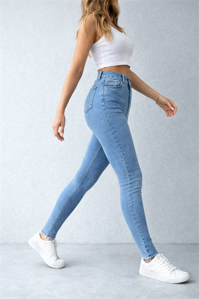 Yüksek Bel Toparlayıcı Likralı Skinny Jean – Açık Mavi
