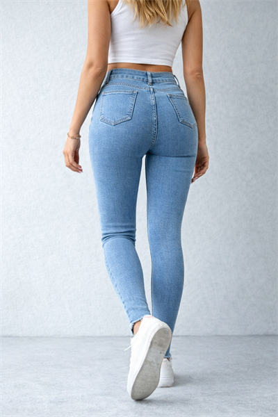 Yüksek Bel Toparlayıcı Likralı Skinny Jean – Açık Mavi