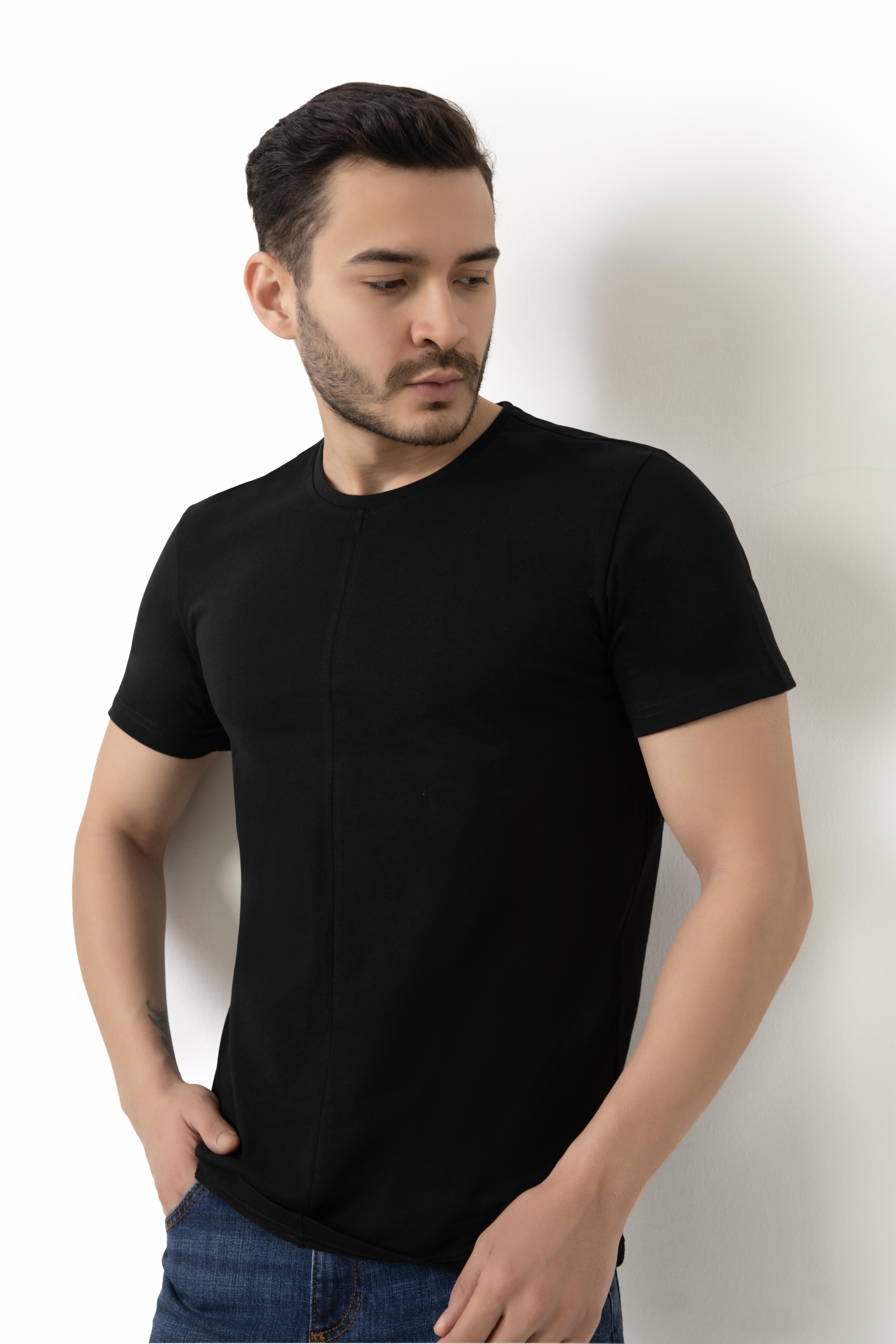 Erkek Bisiklet Yaka Regular Fit Tisort Siyah