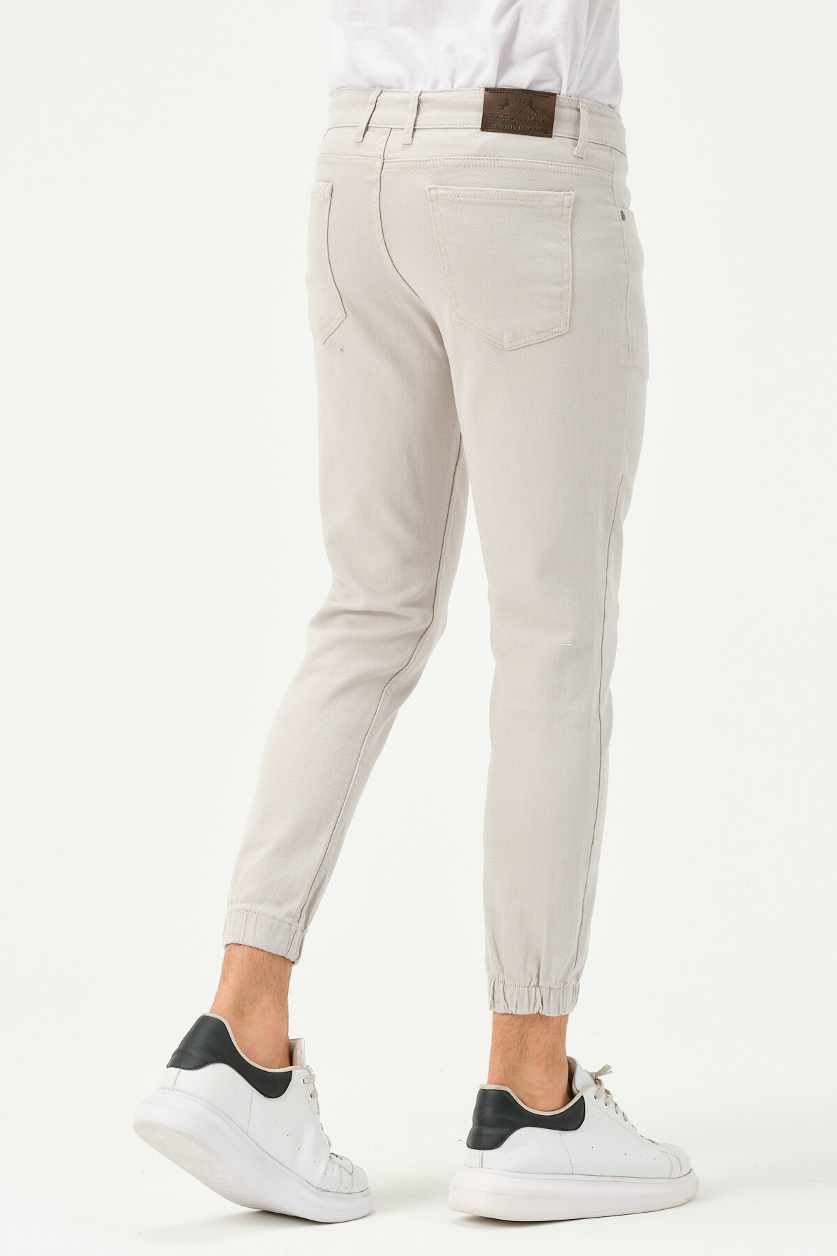 Erkek Paça Lastikli Jogger Kot Pantolon  Taş