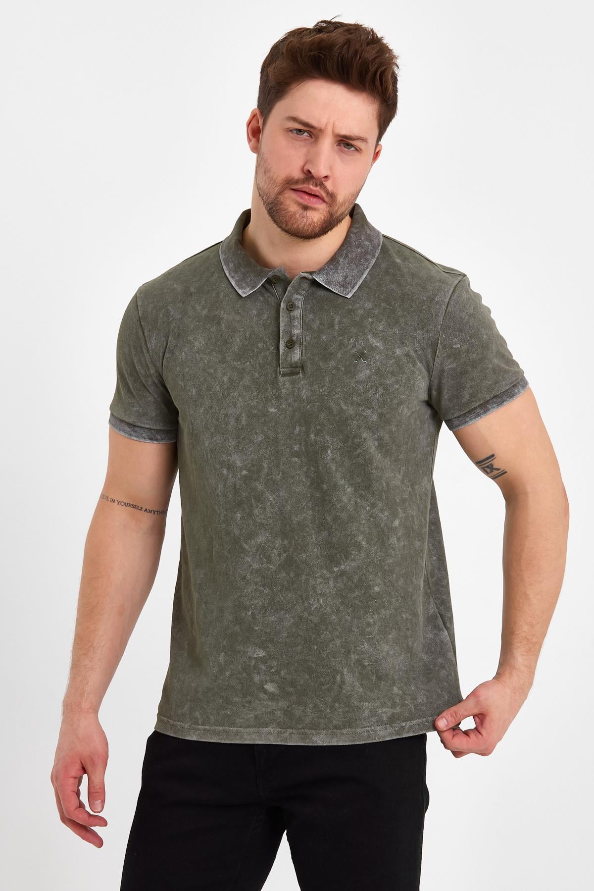 Erkek Polo Yaka T-Shirt Haki