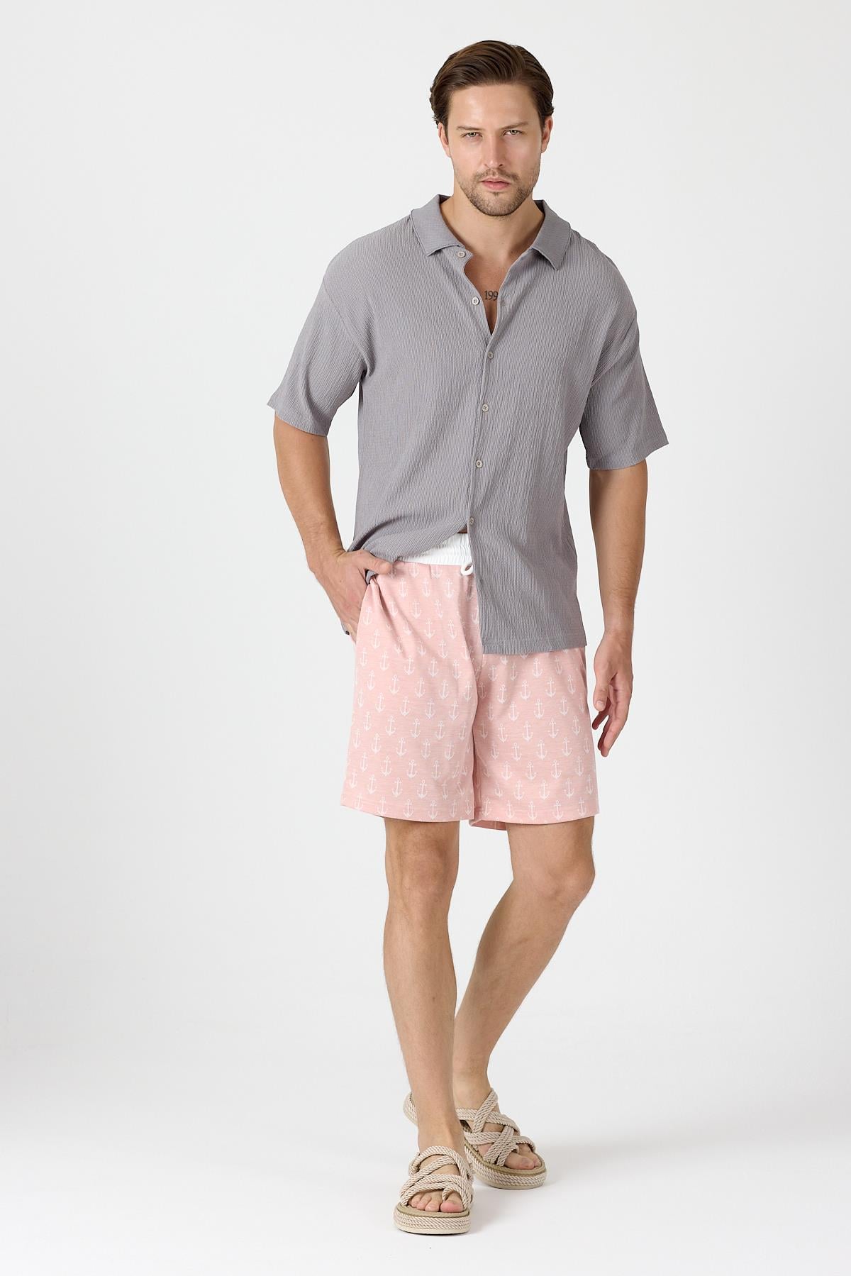 Erkek Raht Kesim Şort Pembe