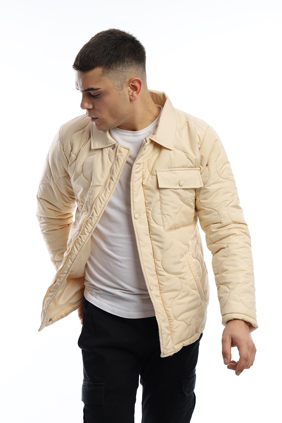 Erkek Regular Fit Mont Ekru