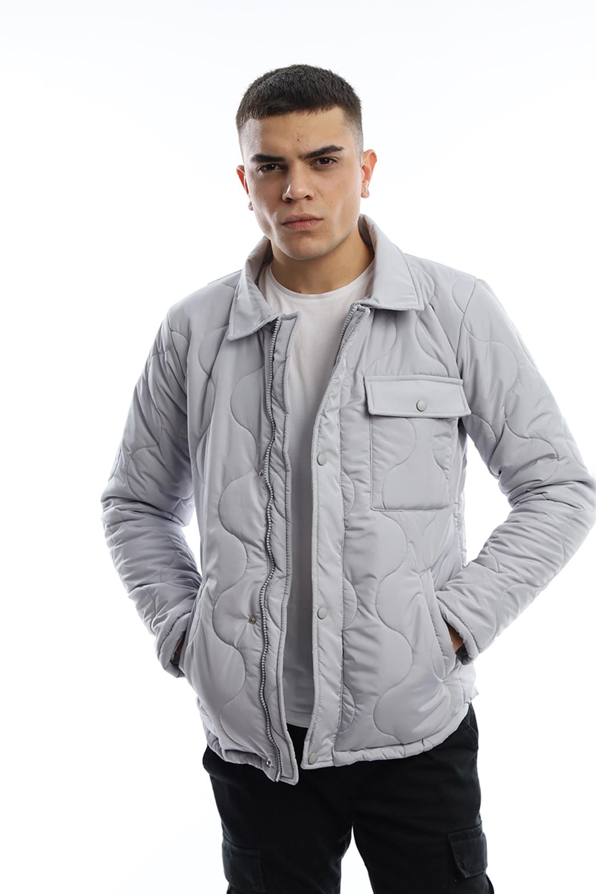 Erkek Regular Fit Mont Gri