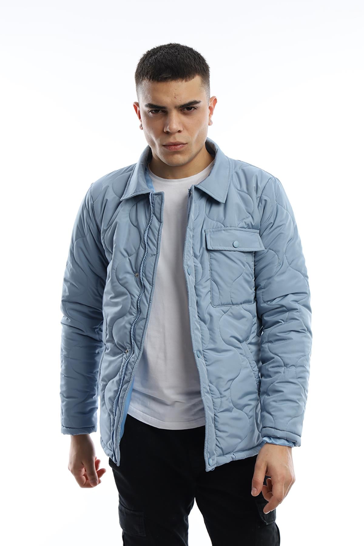 Erkek Regular Fit Mont Mavi