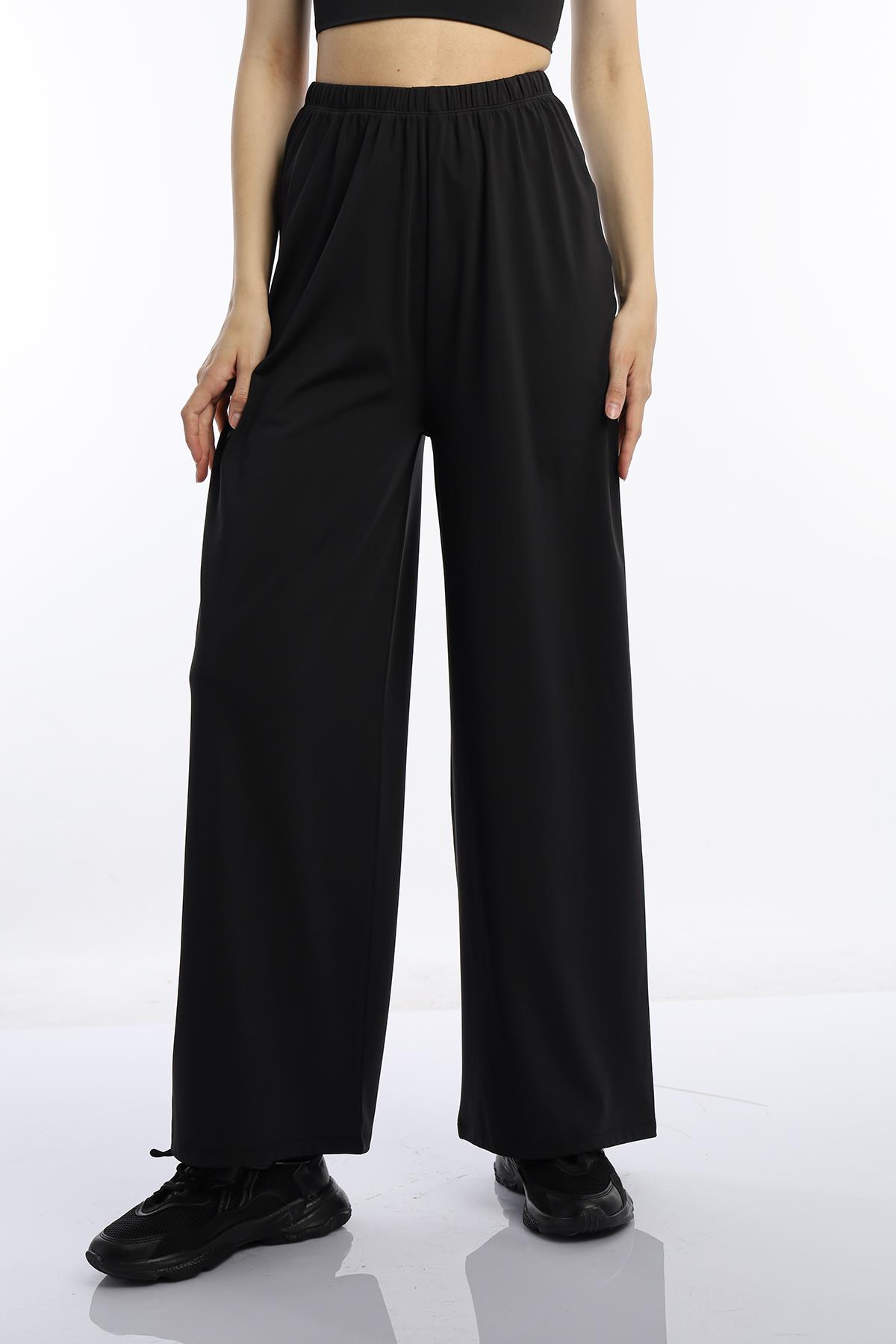 Kadın Allegro Kumaş Oversize Pantolon Siyah