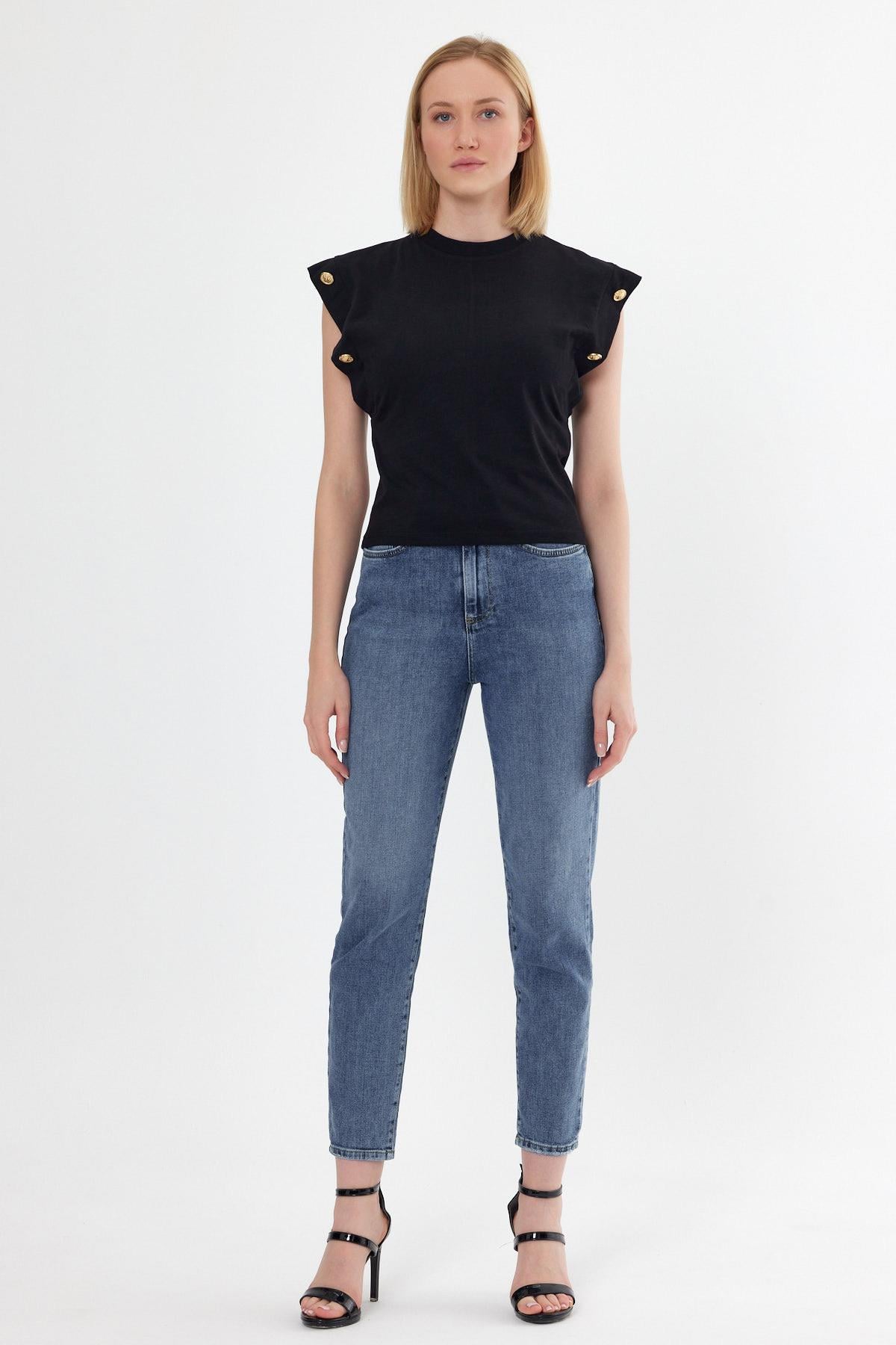 Kadın Basic Geniş Kol T-shirt Siyah