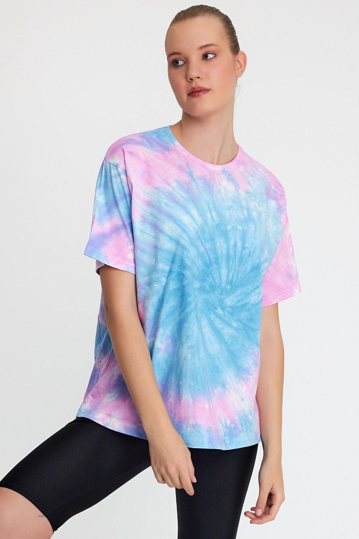 Kadın Batik Yıkamalı Oversize Mavi