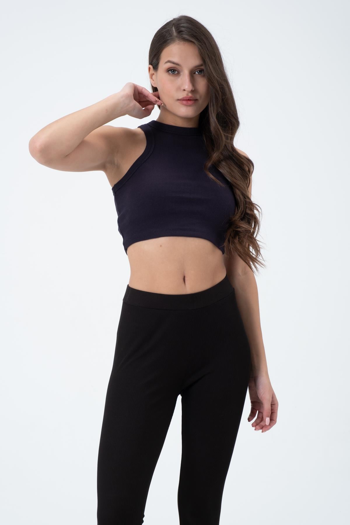 Kadın Kaşkorse Crop Atlet  Lacivert