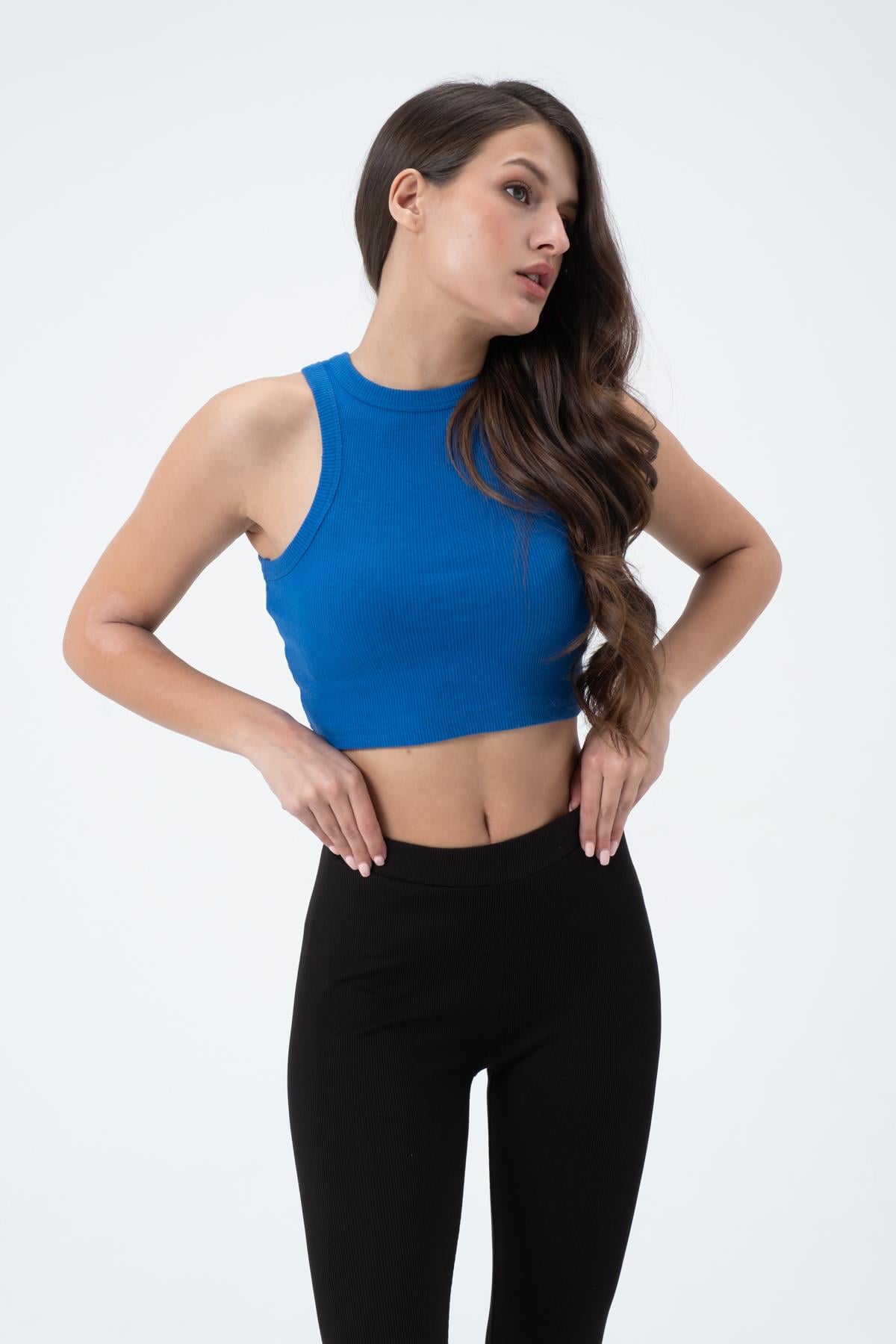 Kadın Kaşkorse Crop Atlet   Saks