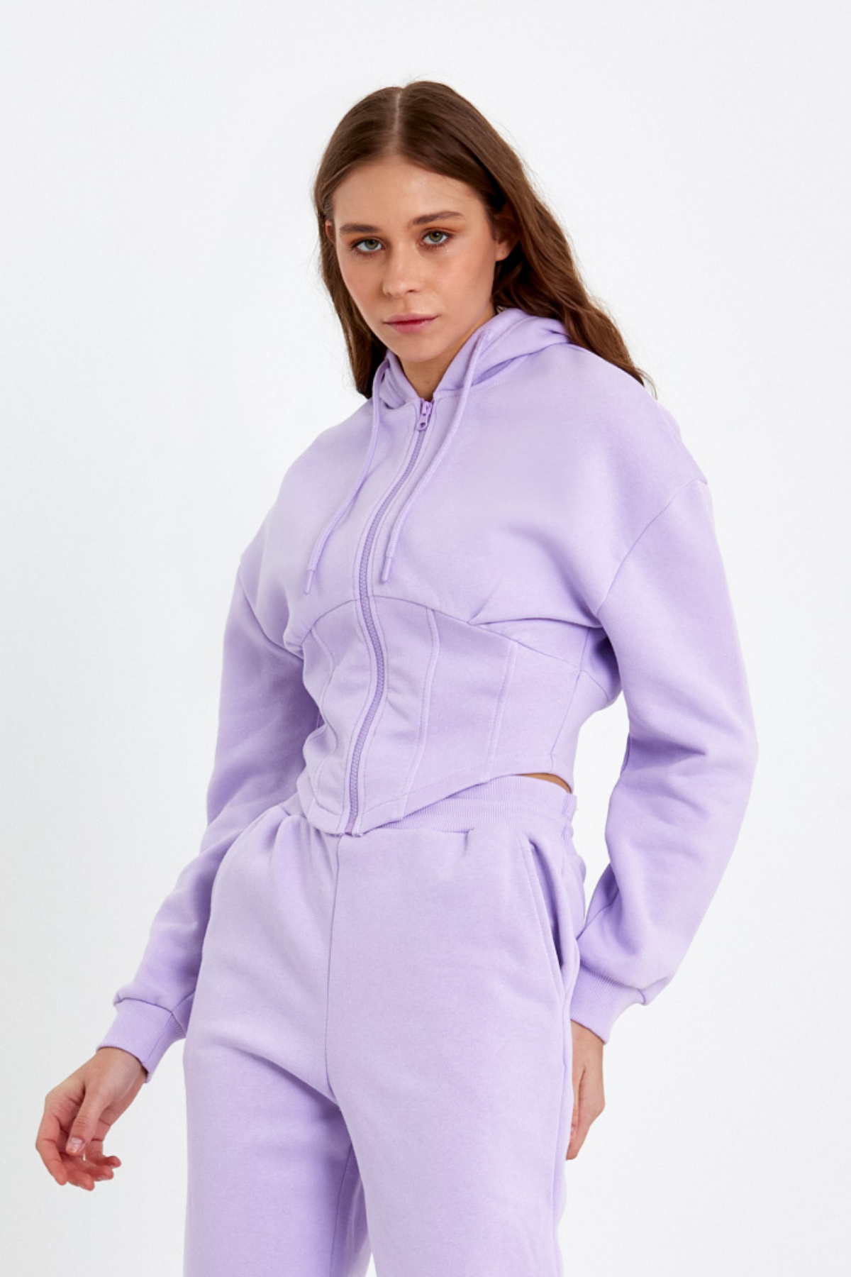 Kadın Korse Detaylı Sweatshirt  Lila