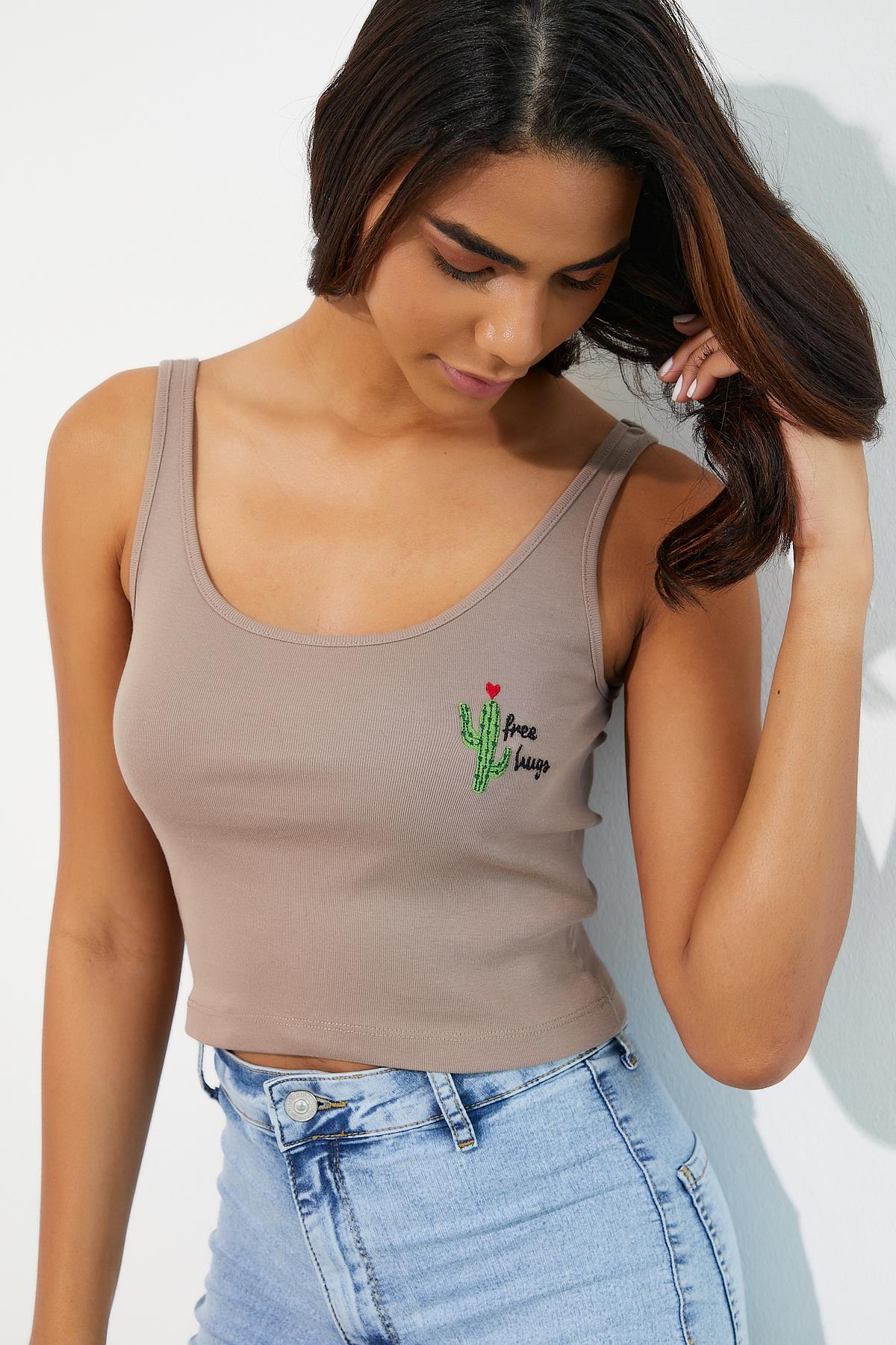 Kadın Nakışlı Atlet  Vizon