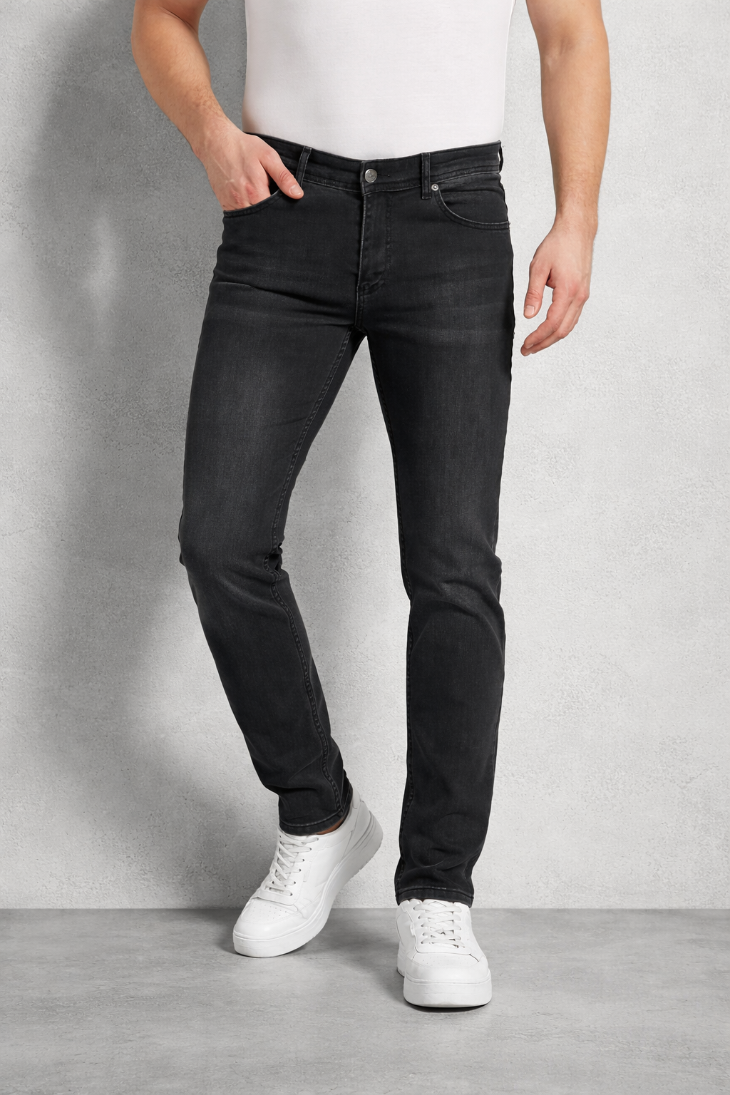 Regular Fit Likralı Erkek Denim Kot Pantolon Füme