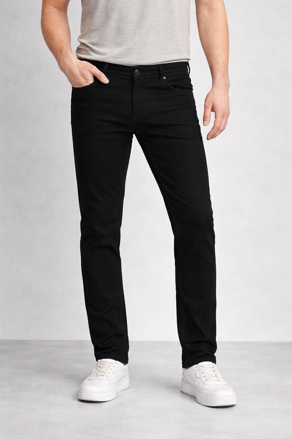 Regular Fit Likralı Erkek Denim Kot Pantolon Siyah