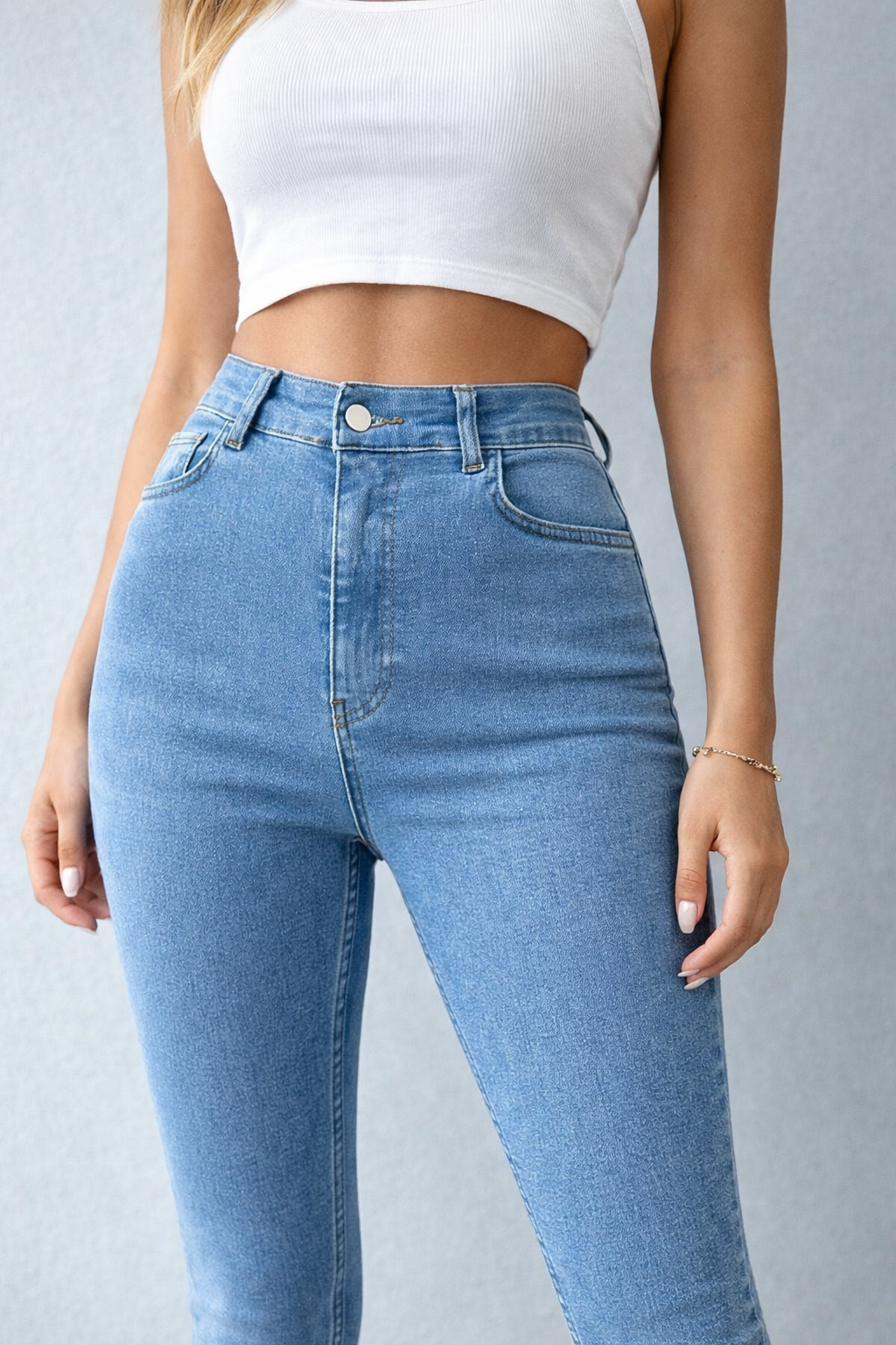 Yüksek Bel Toparlayıcı Likralı Skinny Jean – Açık Mavi