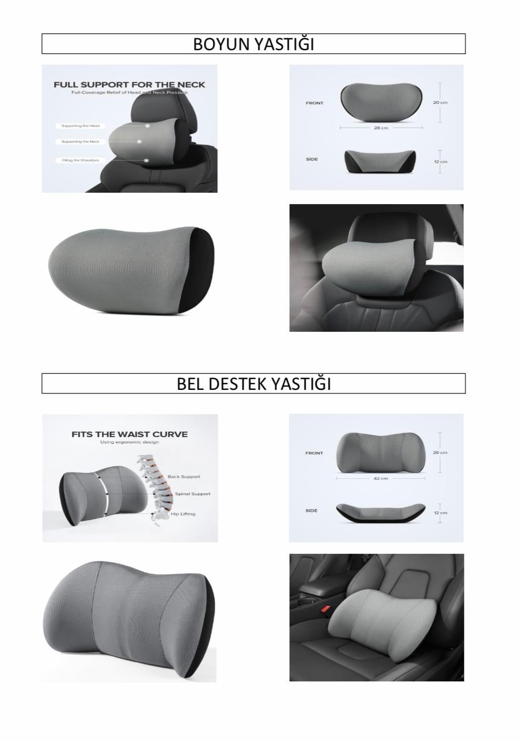 Memory Ortopedik Bel & Boyun Yastığı Seti Gri