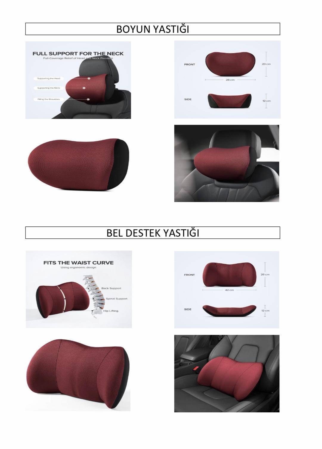Memory Ortopedik Bel & Boyun Yastığı Seti Bordo