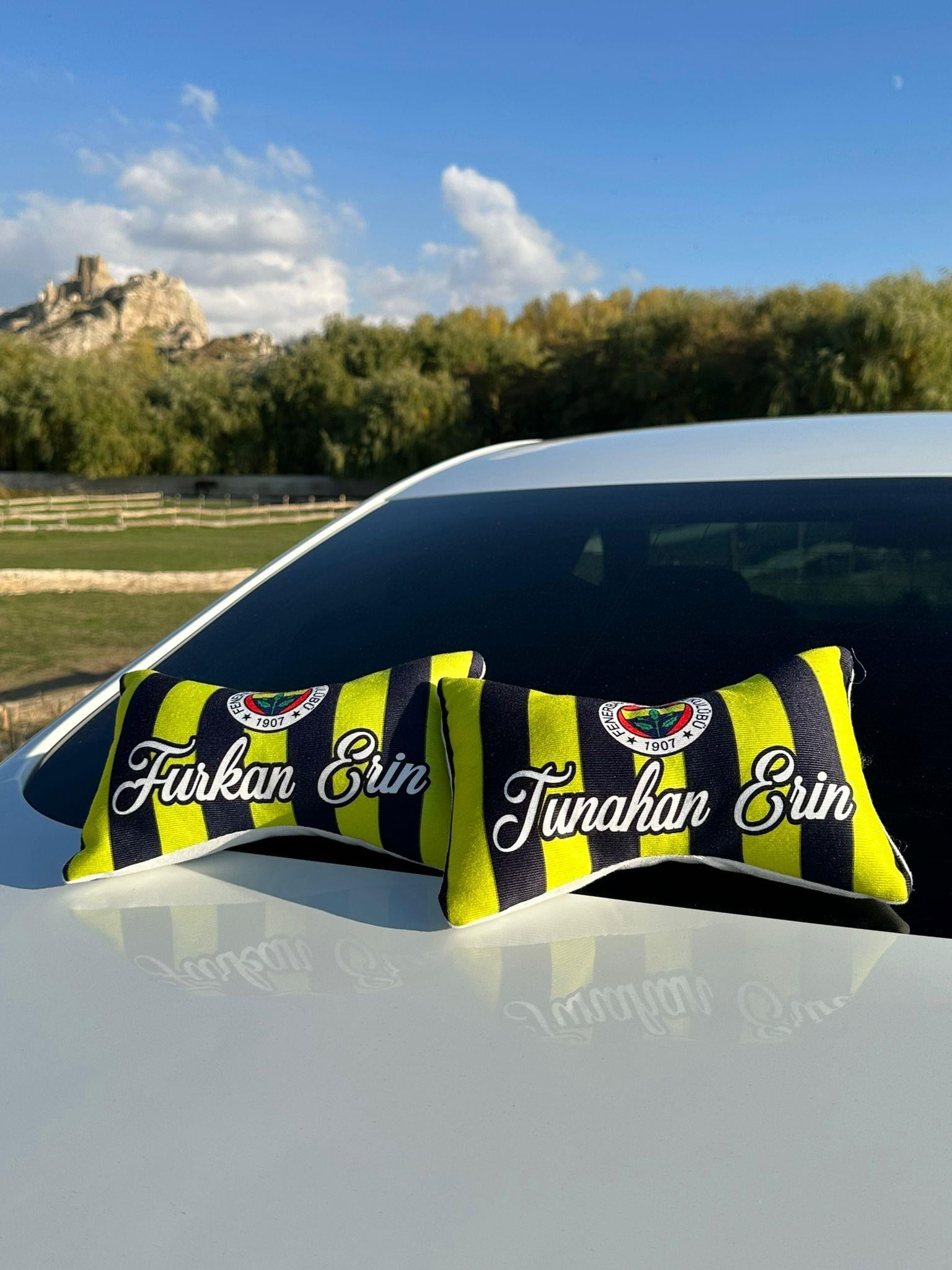 Taraftar Logolu Araç Boyun Yastığı & Kemer Kılıfı 2'li Set