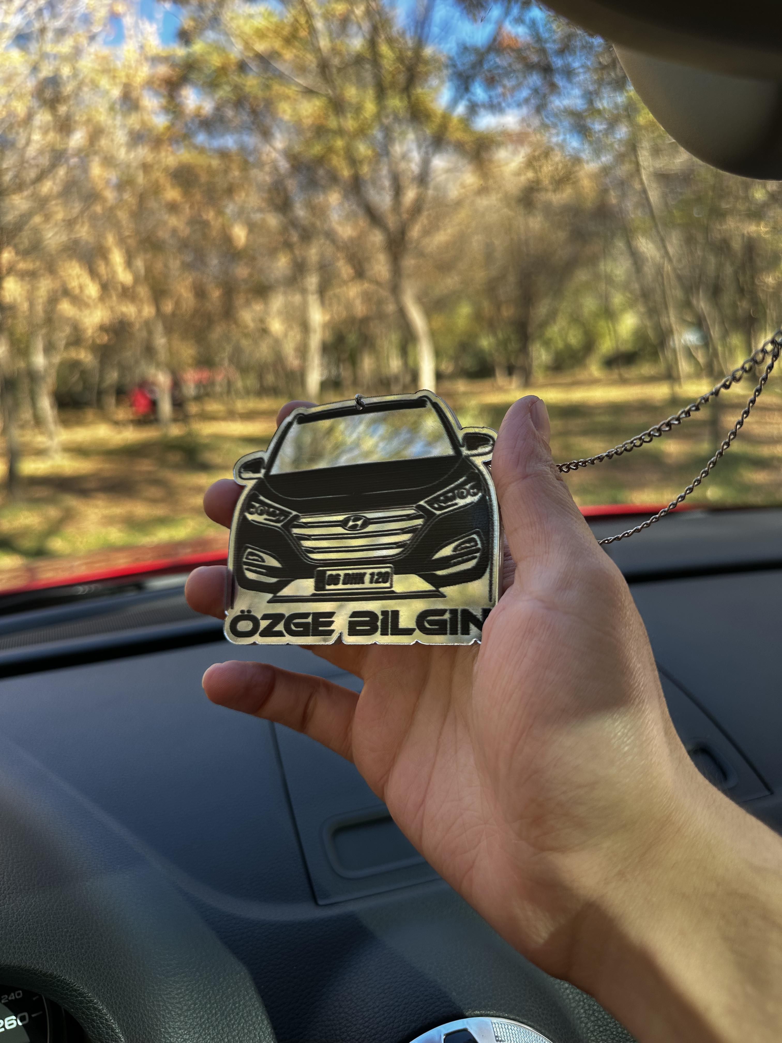 Araç Figürlü Aynalı Gümüş Kişiye Özel Dikiz Süsü