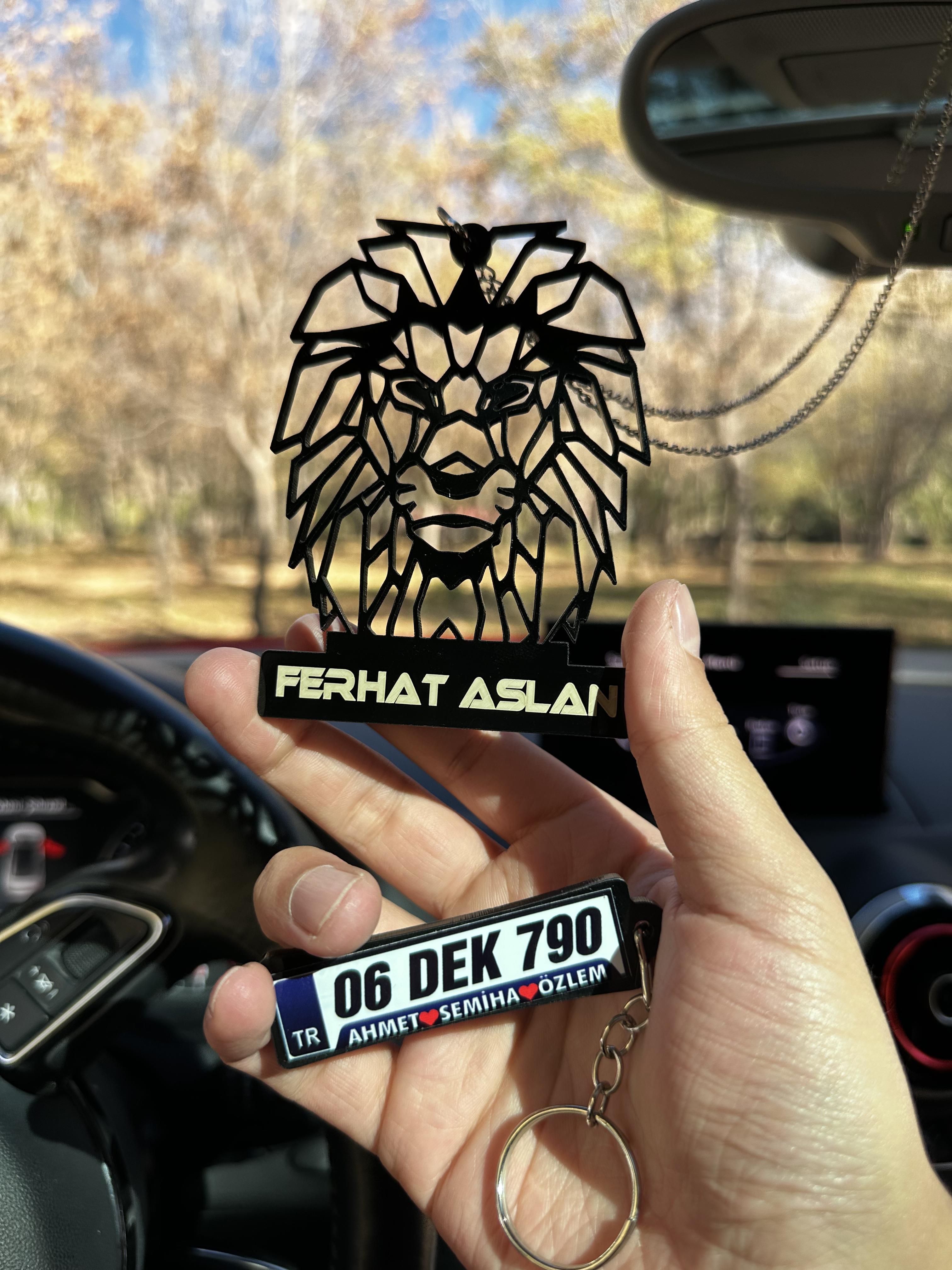 Aslan Figürlü Kişiye Özel Araç Dikiz Aynası Süsü