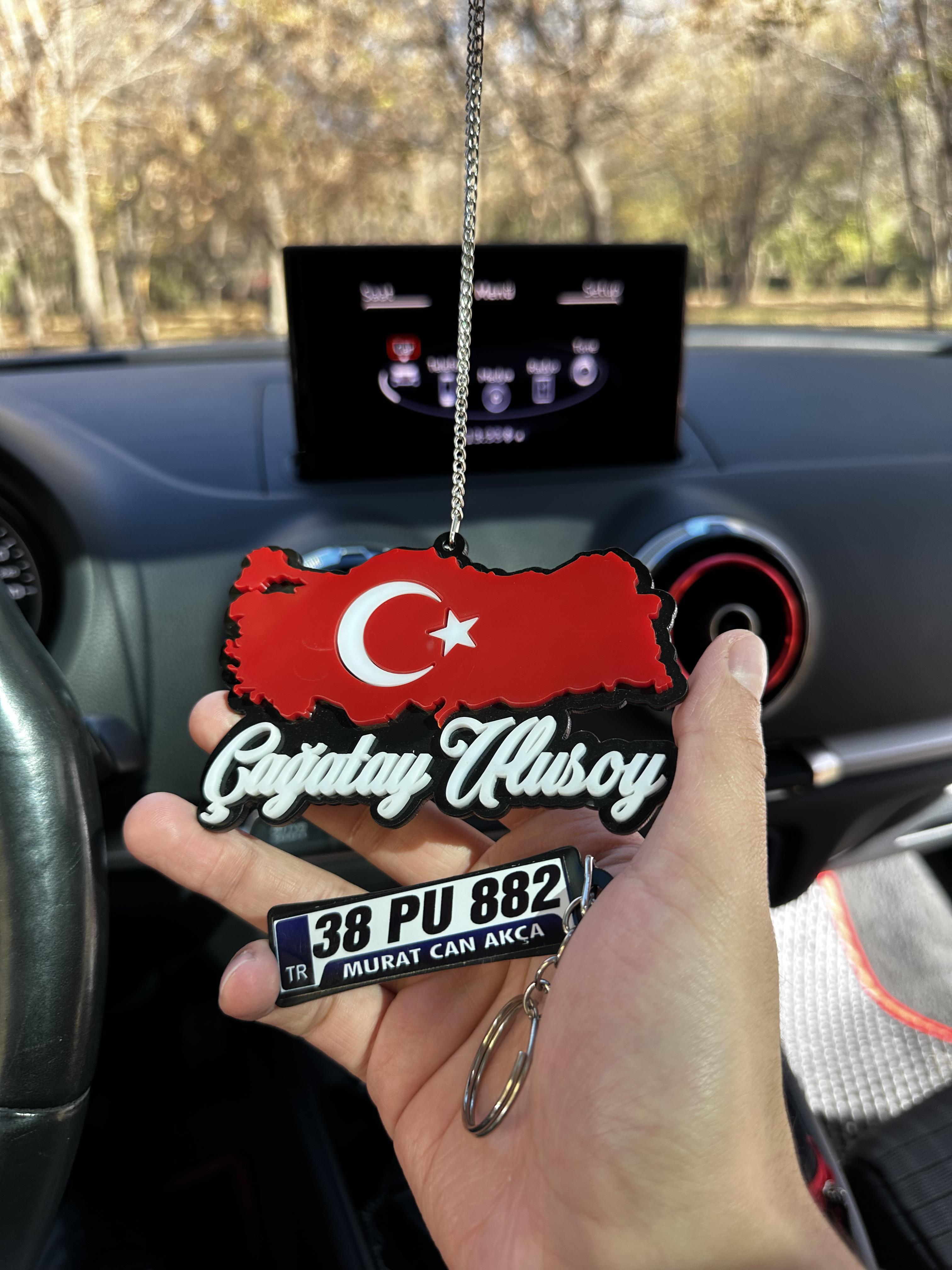 Türkiye Haritalı Kişiye Özel Araç Dikiz Aynası Süsü