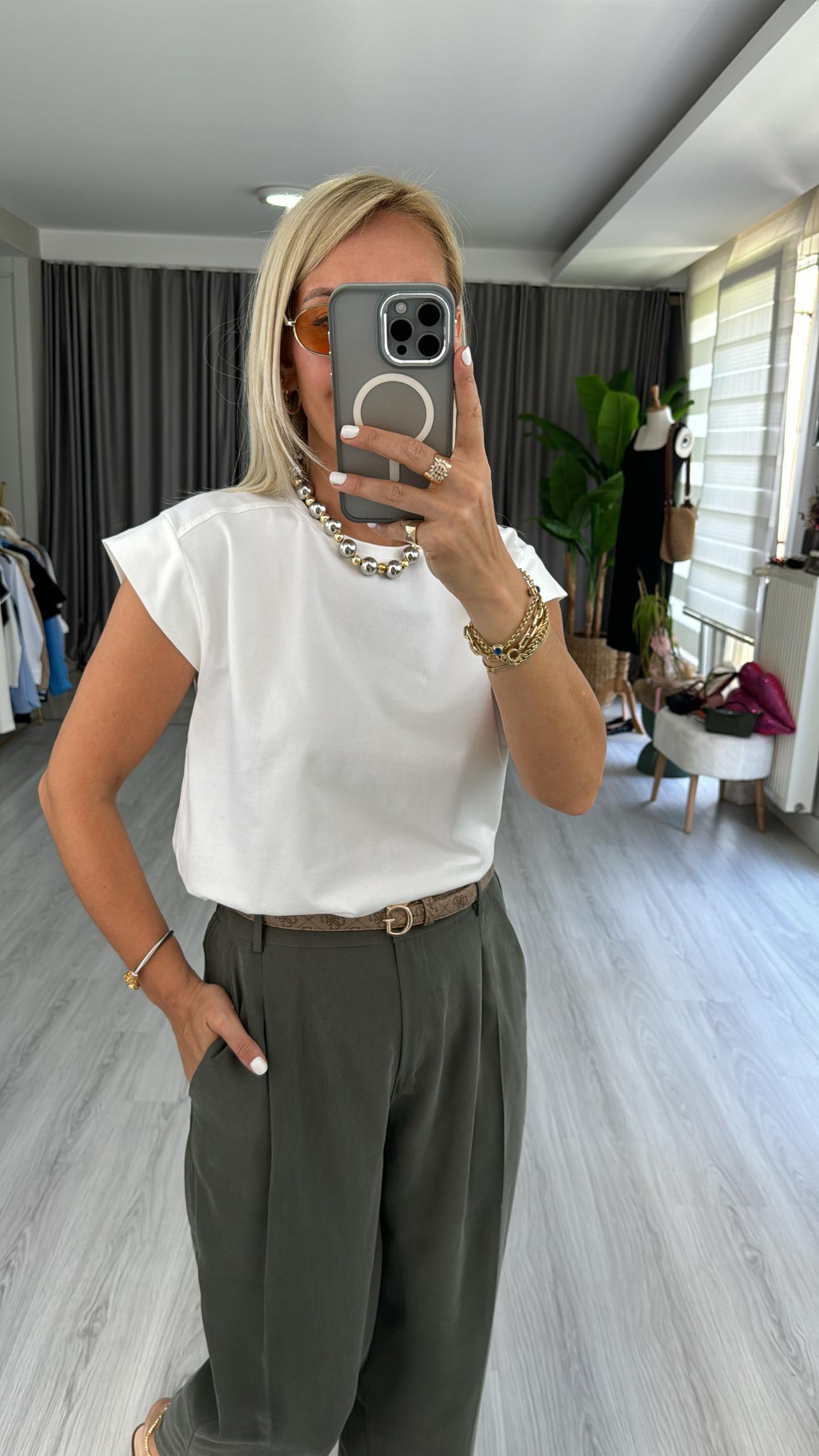 %100 PAMUKLU T KOL BEYAZ TİŞÖRT