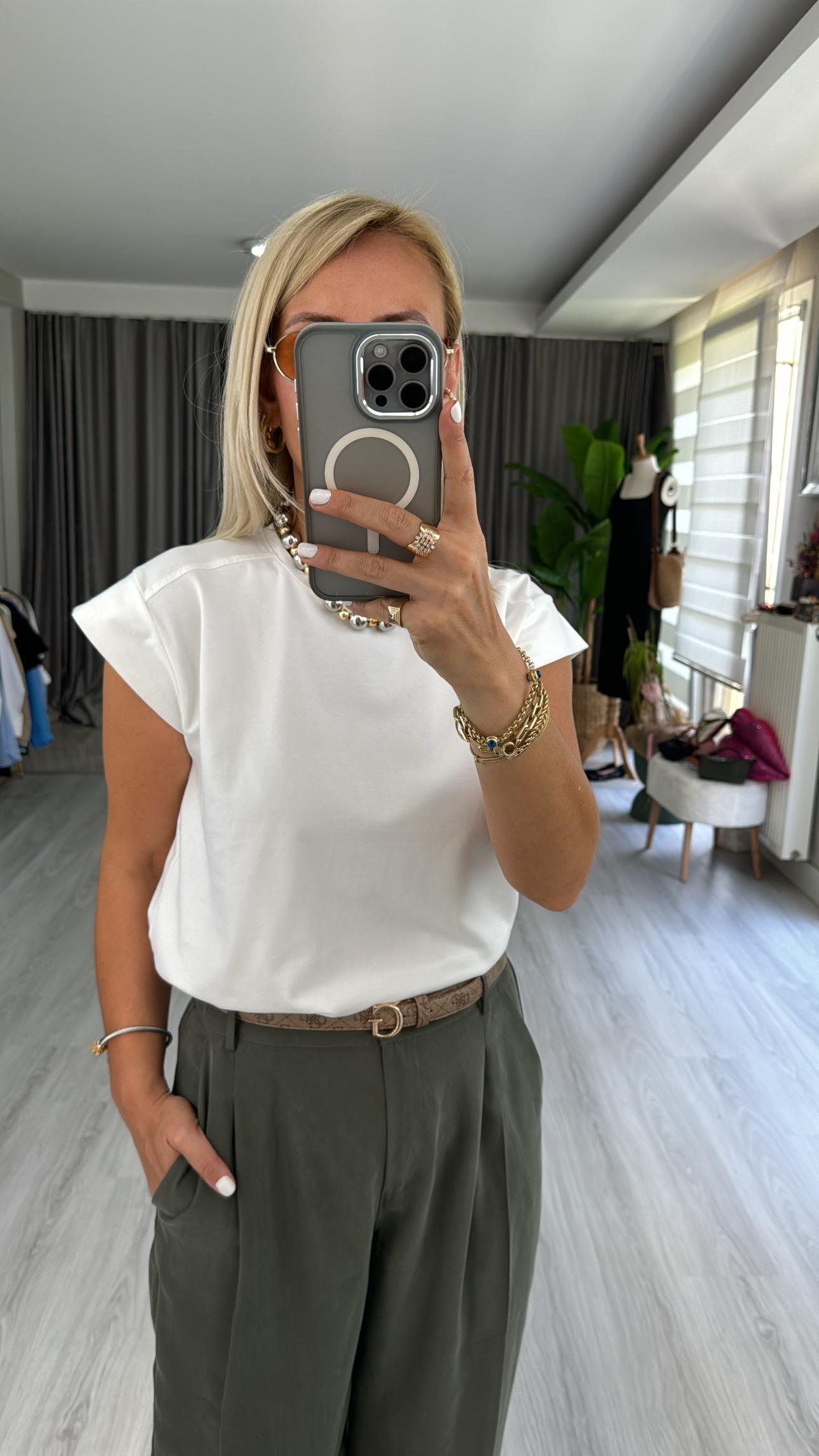 %100 PAMUKLU T KOL BEYAZ TİŞÖRT