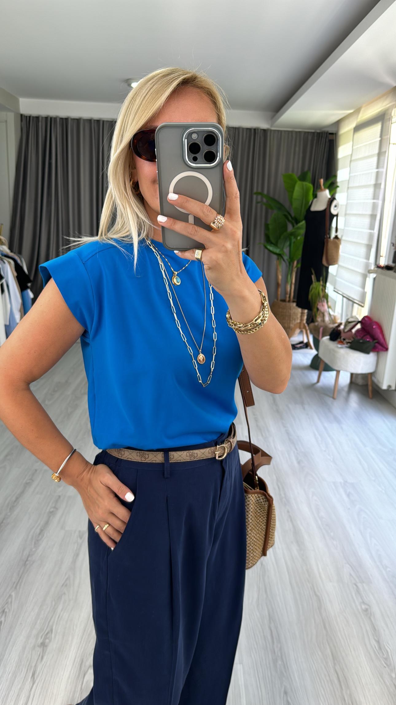 %100 PAMUKLU T KOL MAVİ TİŞÖRT