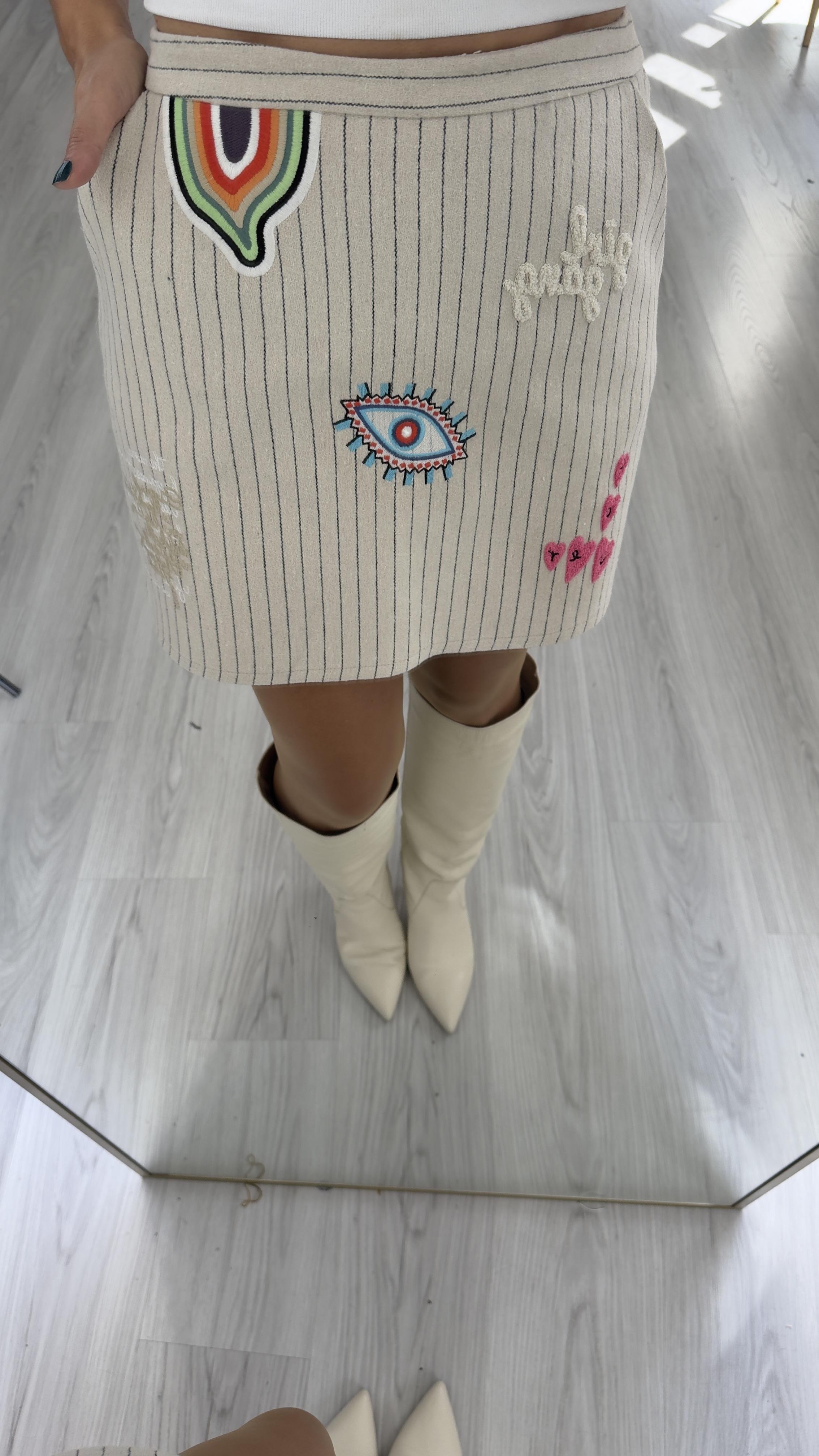 Armalı, Cepli Kaşe Etek / Bej